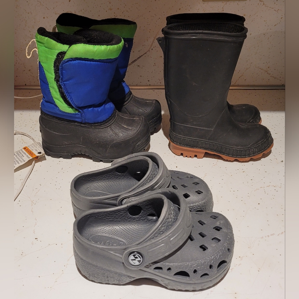 3 Pairs Baby Boy - Boots Size 5-6 (Gray shoes are Size 8)